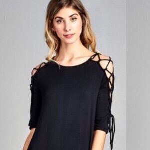 Tee Shirt LBD with Cut-Out Sleeves Small